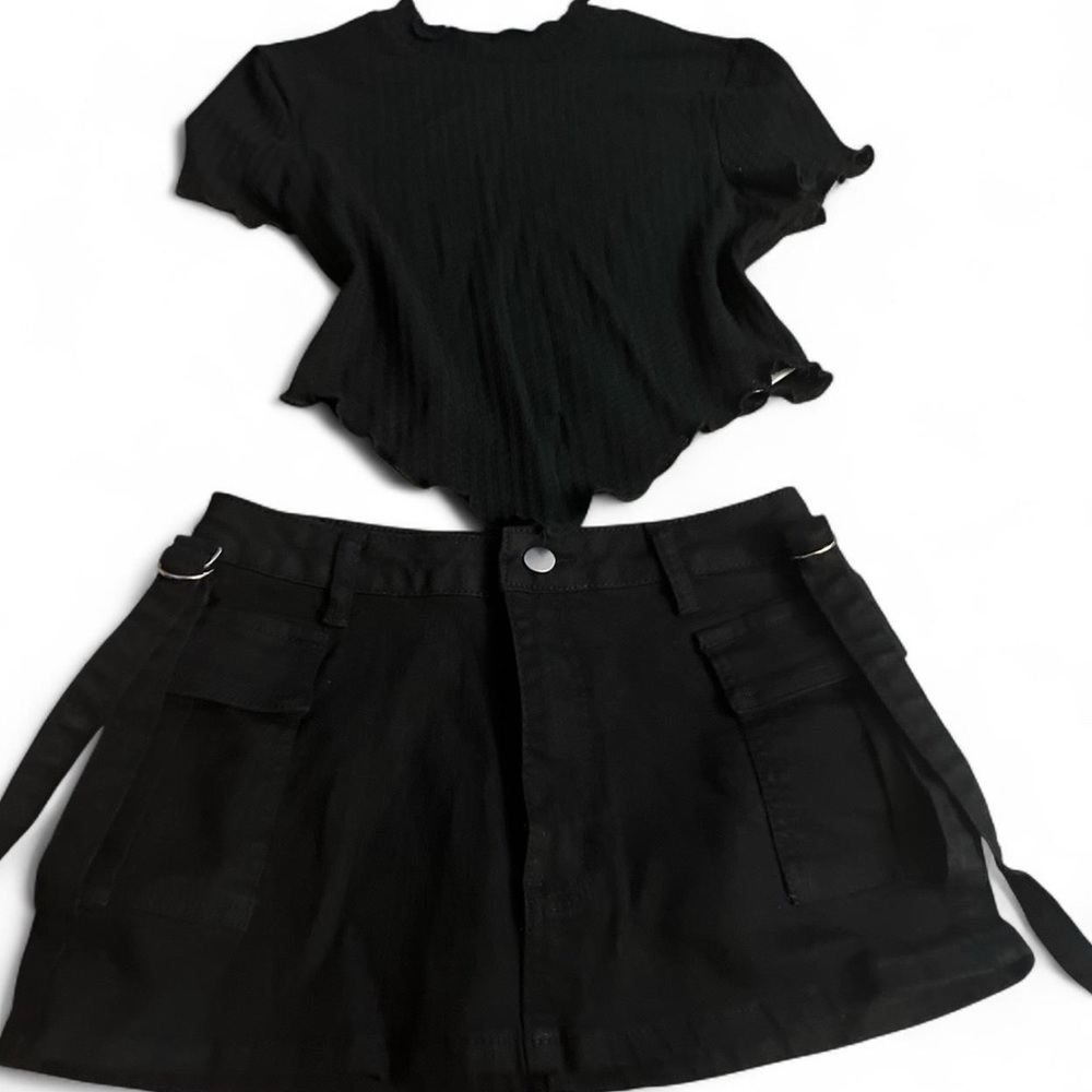 Fashion Nova Black High-Low Skirt